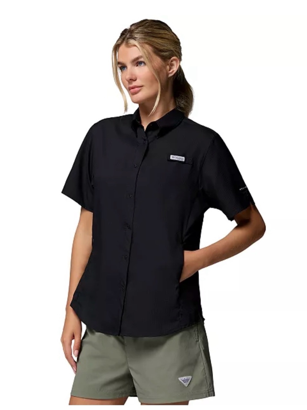 Columbia Black Short-Sleeve Button-Down Shirt